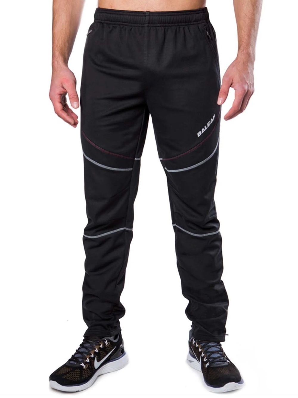 Baleaf Men's Black Thermal Softshell Cycling Hiking Running Reflective Pants